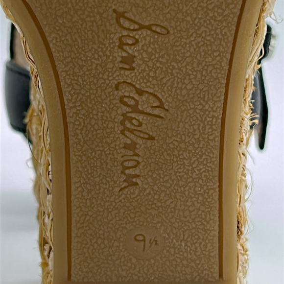 2466- Sam Edelman Darline Wedge Sandals Black Leather Size 9.5 M NWT - Picture 10 of 12